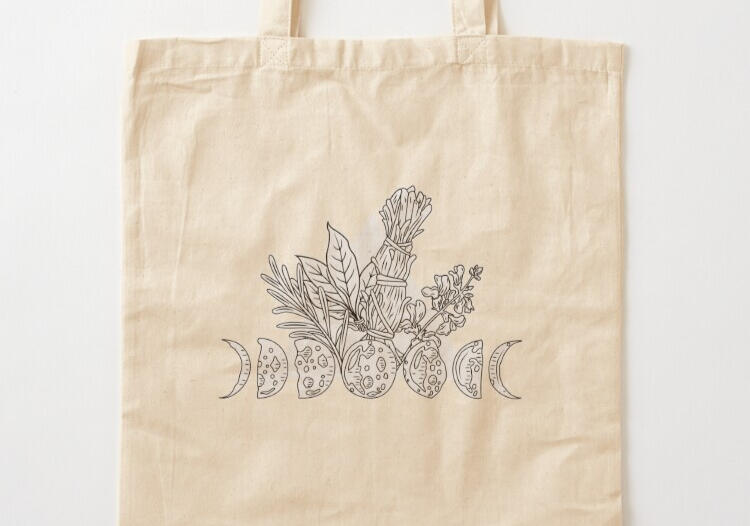 Moon Phases and Herbs Tote